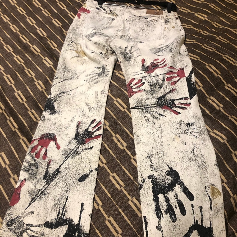 Roberto cavalli hand print jeans